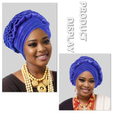 Fashion Women Elastic Ruffle African Turban Cap Lady Head Wraps Nigeria Wedding Auto Gele Headtie Party Headgear Headwear Hat