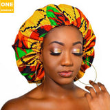 2020 New No. plus-Sized African Printing round Cap Double-Layer Satin Lining Wide Edge Nightcap Chemotherapy Hat