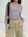 Long Sleeve T Shirt Women Autumn Winter Y2k Crop Top Casual Slim Fit Pullovers Solid O Neck T-shirts Streetwear Female Basic Tee