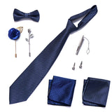 Brand Newest Design Silk Tie Set Handkerchief Pocket Squares Cufflink Bow Tie Clip Necktie Set Bussiness Wedding Suit Gift Box