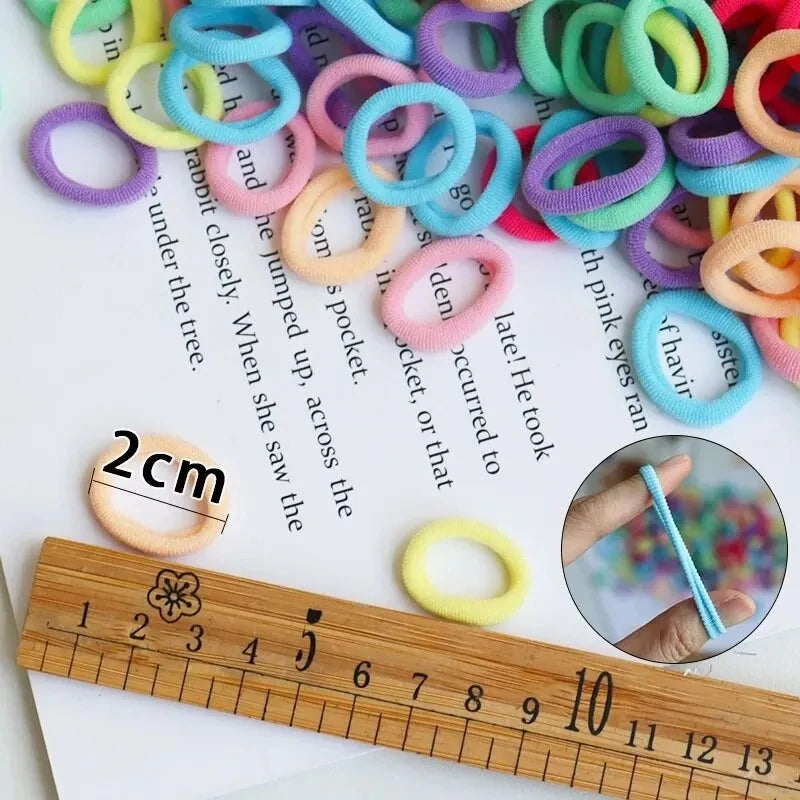 100pcs Girl Hair Bands Small Circle High Elastic Headband Hair Accessories Kids Ponytail Fixed Fashion Headband Headwear
