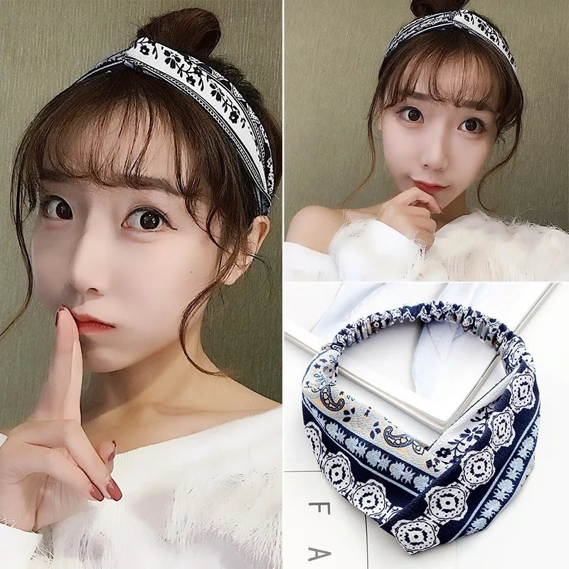 Cross elastic headband chiffon silk headband ladies headband hair accessory sports face wash