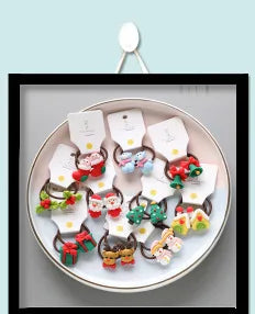 2pcs New Cute Cartoon Christmas Elk Elastic Hair Bands Rubber Hair Rope Tie Girls Hair Scrunchie Ponytail Holder Gum Accessories
