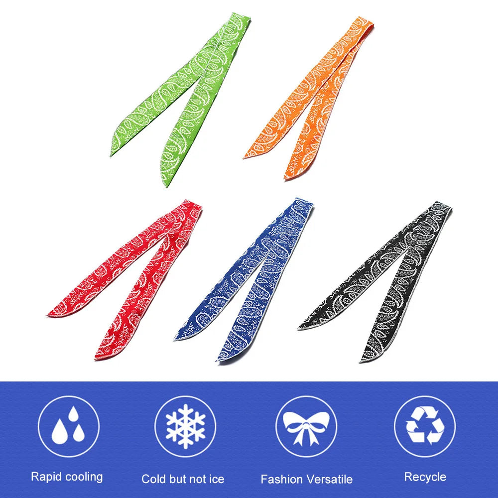 Summer Ice Cooling Scarf Neck Wrap Headband Cooling Bandana Scarf Outdoor Sports Headband Towel Wristband Sun Protection Scarf