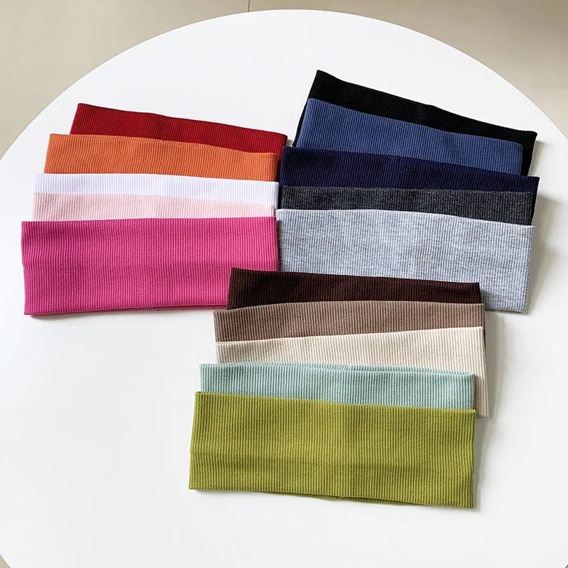 5PCS Solid Color Elastic Hairband Running Fitness Sport Headband Yoga Sweat-absorbing Headband Fashion Headband Hair Accessories