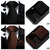 Top Quality Solid color Ties Hanky Cufflinks Brooch Set Elegant Jacquard Necktie For Men Business Wedding In Gift Box Gravatas