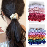 6PCS Colorful Satin Silk Hair tie Elastic Hair Bands hair elastics Women Simple Silky Satin Hair Scrunchies Set Hair Accessories