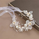 Elegant Girls Headband Lmitated Pearl Hair Headdress Baby Girls Flower Wreath Bride Garland Head Hoop Wedding Headbands Hair