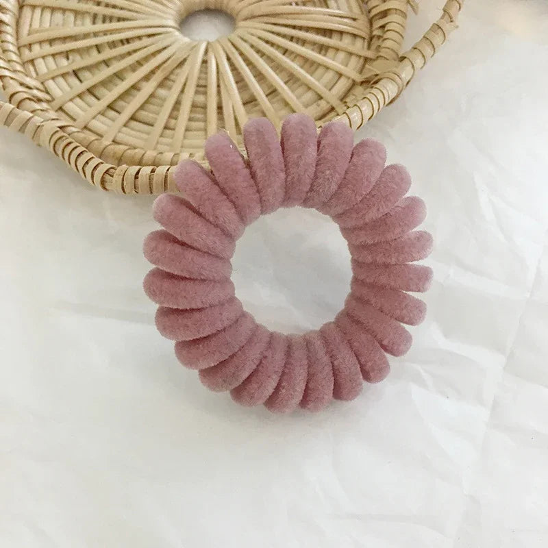 2/5 Pcs Elastic Knit Telephone Wire Hair Bands Girl Woman Hair Accessories Rubber Band Headwear Rope Spiral Shape Hair Ties New