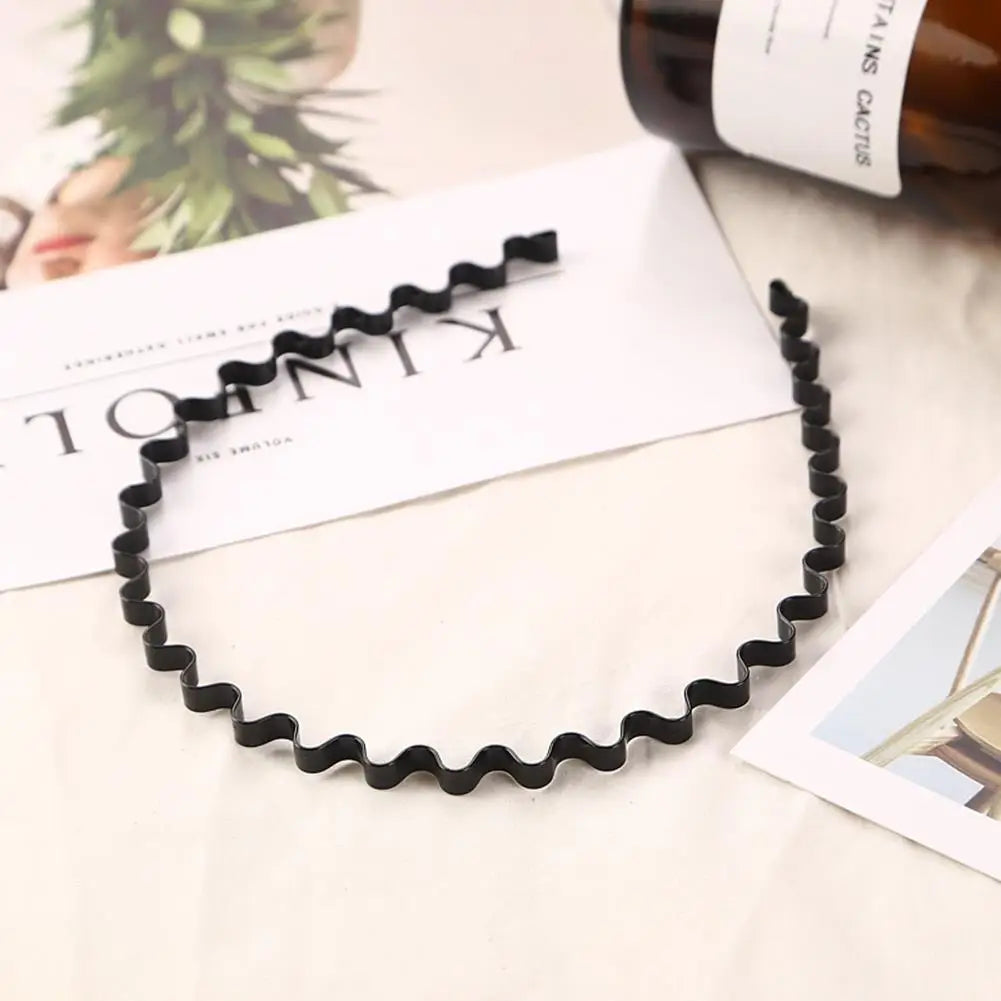 Black Metal Wavy Headband Men Women's Hair Band Head Hoops Bands Headwear Sport Headbands Hairband Bangs Holder Hair Accessories