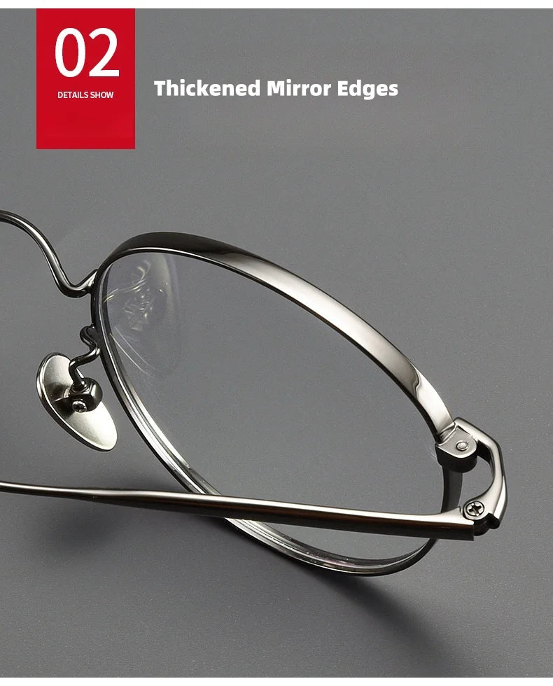 Titanium Glasses Frame Retro Round Wide-rimmed Men's Glasses Frame Anti-blue Light Optical Prescription Women Glasses Frame 835