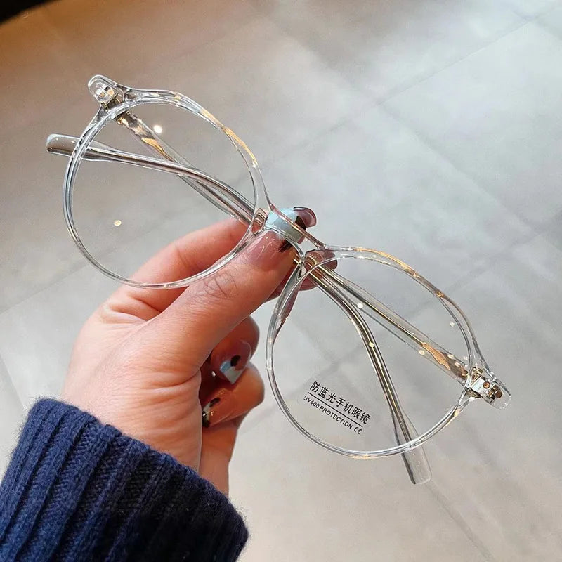 Blue Light Blocking Eyeglasses Frame Fashion Style Round Shape Glass Frames for Men Women TR90 Material Female Glass