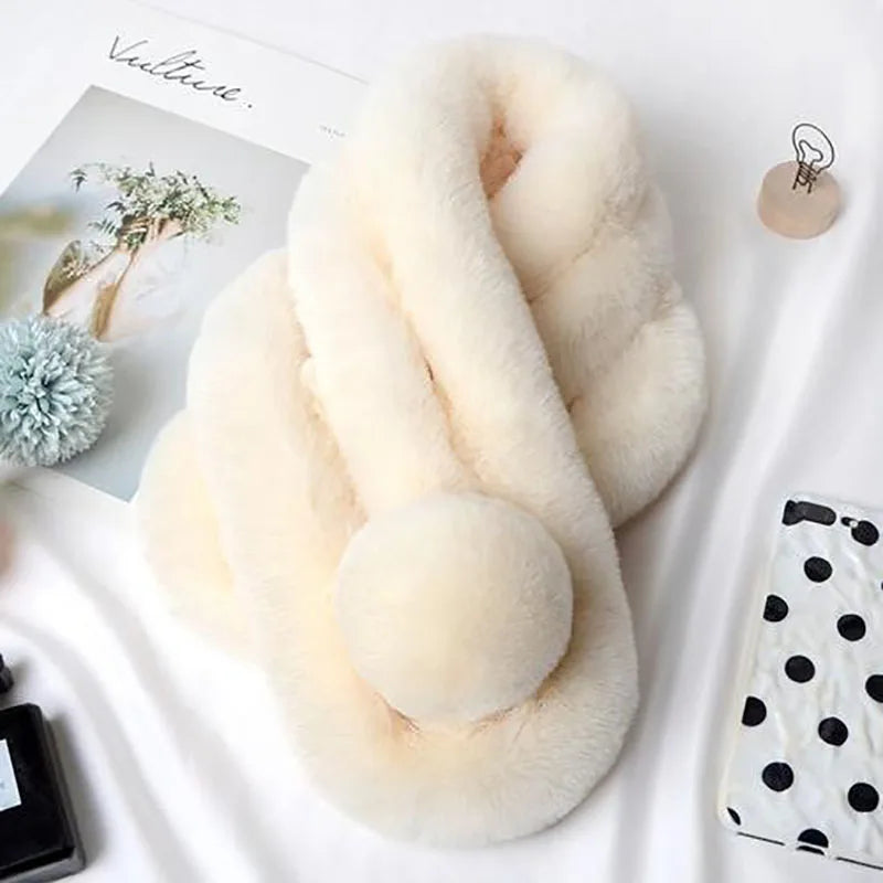 2022 New Rabbit Fur Scarf Women Winter Warm Soft Furry Scarves Casual Female Lady Outdoor Neck Warmer Collar