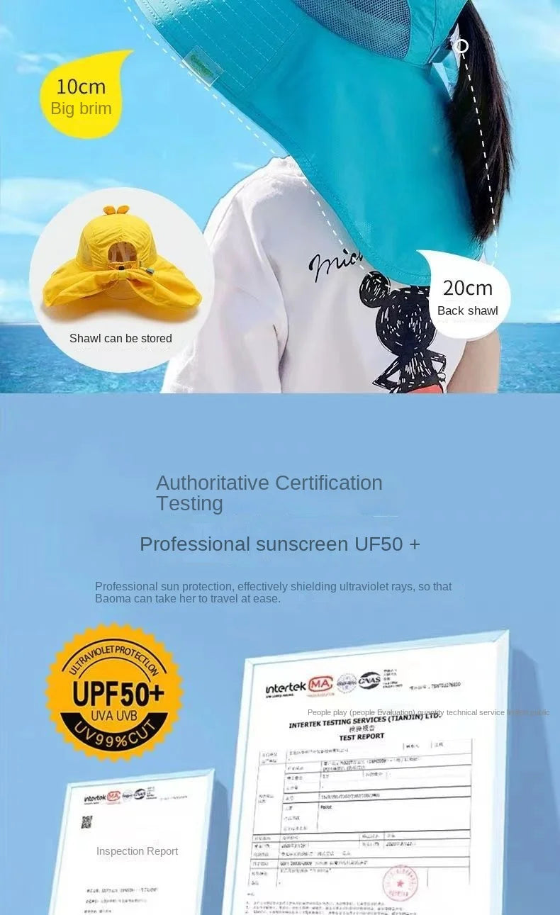 Kid Hat Summer Cap Sun Kindergarten Children UV Protection Baby Boys Girls Sun Caps Going Out Beach  Large Brim Fisherman  M9