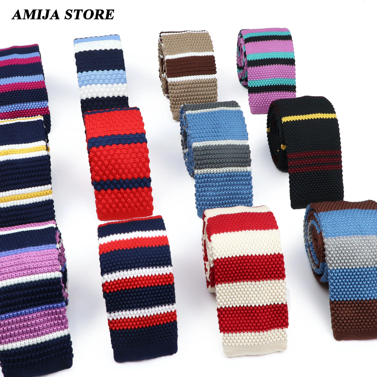 Leisure Knit Tie Fashion Skinny Striped Narrow Slim Neck Ties For Men Woven Knitted Cravat Colourful Warm Designer Necktie Gifts