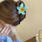 Hot Bohemia Gradient Colorful Acrylic Egg Flowers Hair Claw Clips For Women Beach Forest Style Sweet Headwear New Accessories