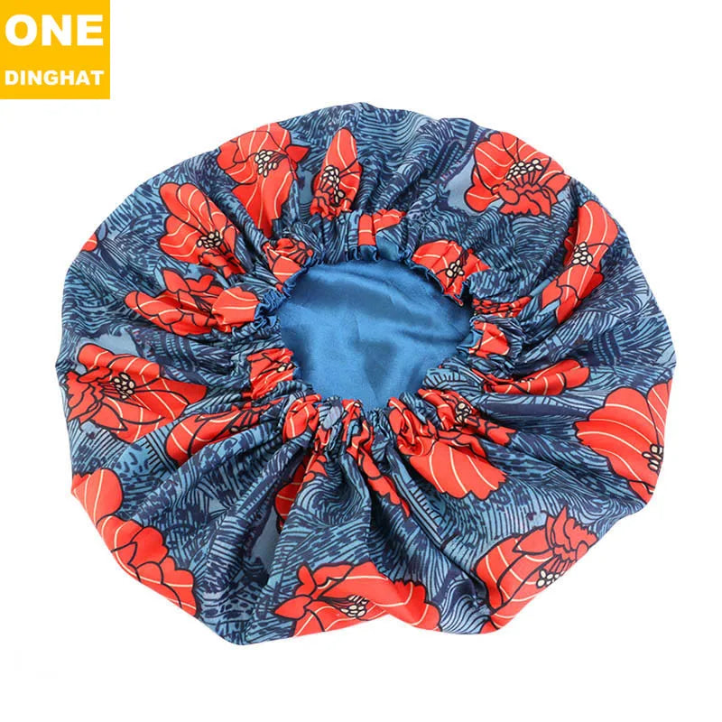 2020 New No. plus-Sized African Printing round Cap Double-Layer Satin Lining Wide Edge Nightcap Chemotherapy Hat