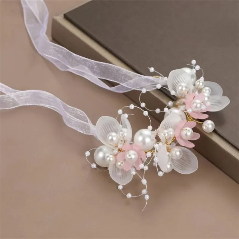Elegant Girls Headband Lmitated Pearl Hair Headdress Baby Girls Flower Wreath Bride Garland Head Hoop Wedding Headbands Hair