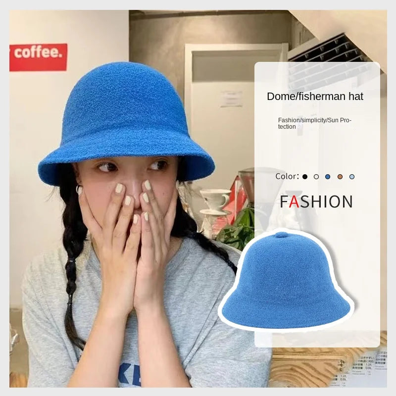 2024 Bucket Cap for Women Girls Classic Embroidery Towel Mesh Fisherman Hat Flat-top Basin Hat