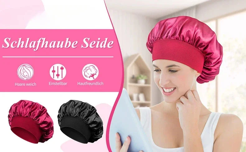 Newly Satin Night Hair Cap Women's Solid Sleeping Hat Sleep Care Bonnet Nightcap for Women Unisex Cap