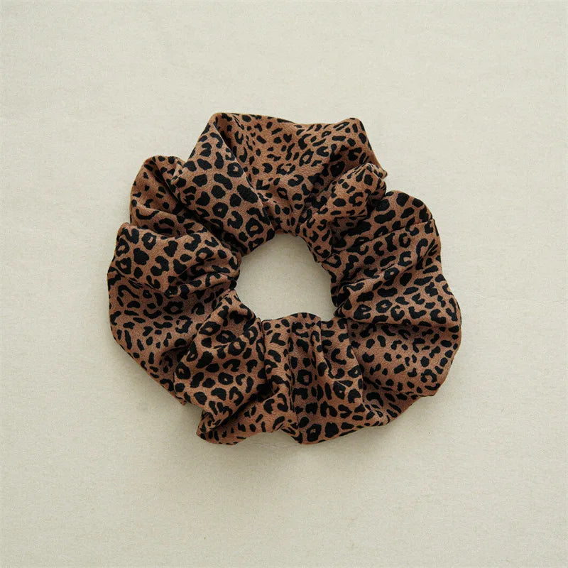 Korean Women Elegant Autumn and winter Elastics Hair Band Retro Leopard Print Scrunchies Hair Ties Ladies Ponytail Hold Hair Acc