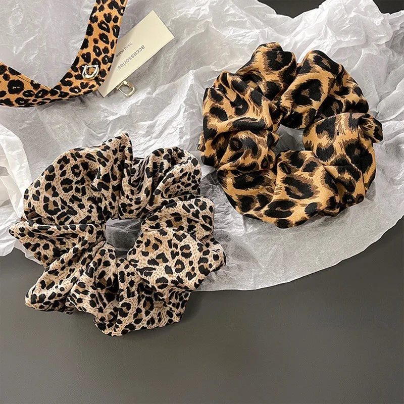 Leopard Print Scrunchies Hair Tie Hairs Rope High Elasticity Elastic Hairs Band Ponytail Holder Elegant Women Hair Accessories