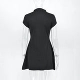 Sexy A-Line Women Dresses Summer Fashion Short Sleeve Black Slim Mini Dress Casual Streetwear Clubwear Elegant Lady Party Dress