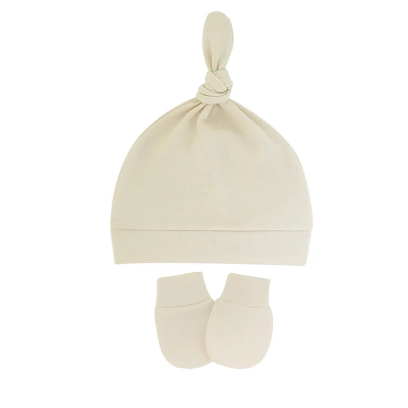 Newborn Baby Hat with Gloves Autumn Winter Warm Cotton Kids Beanies Stuff Children Accessories Infant Nightcap 0-6 Months Babies