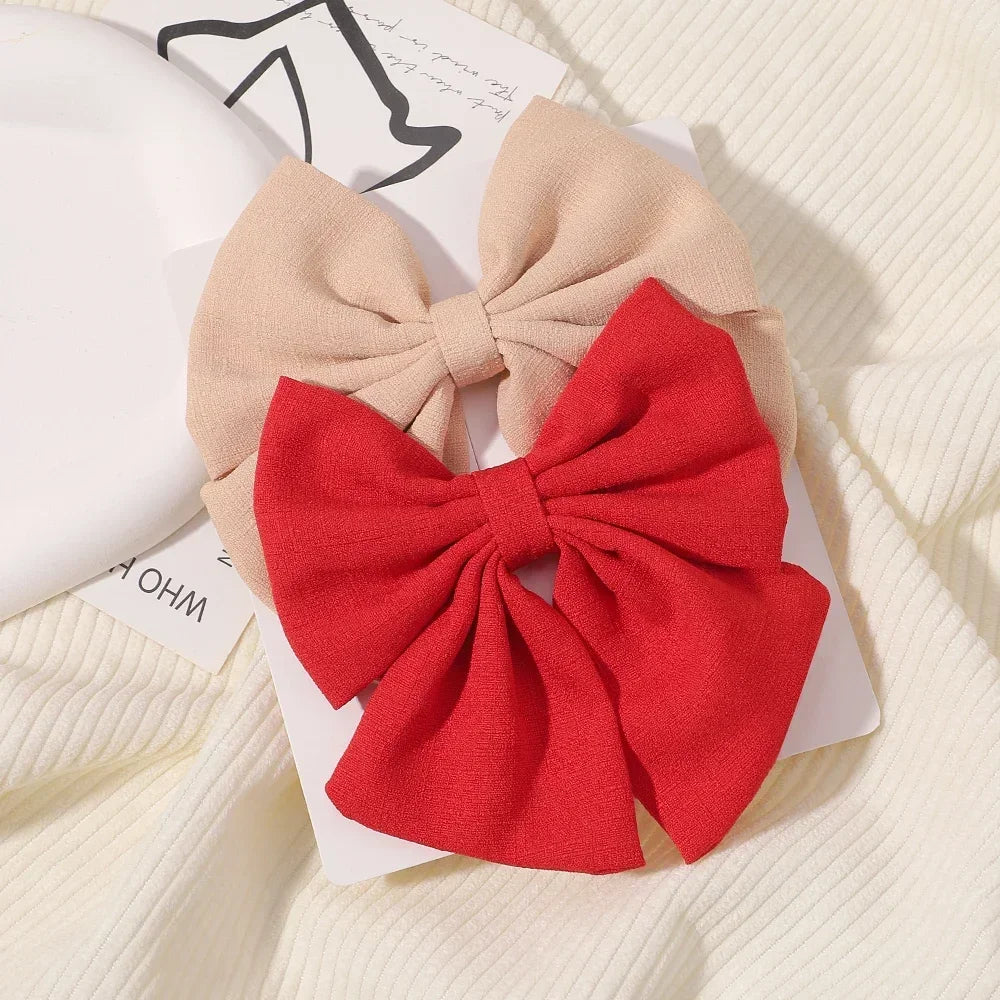 2pcs/set 4.5" Cheer Bow Hair Clip for Kids Lovely Grosgrain Ribbon Hairgripes Girls Delicate Bowknot HairPins Baby Headwear Set