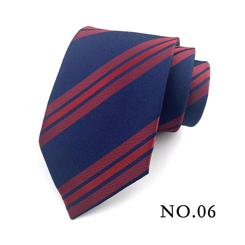 New 8cm Mens Tie Striped Patterned Man Necktie Neck Tie Jacquard Woven Ascot Cravat Neckwear For Gentleman Wedding  Party