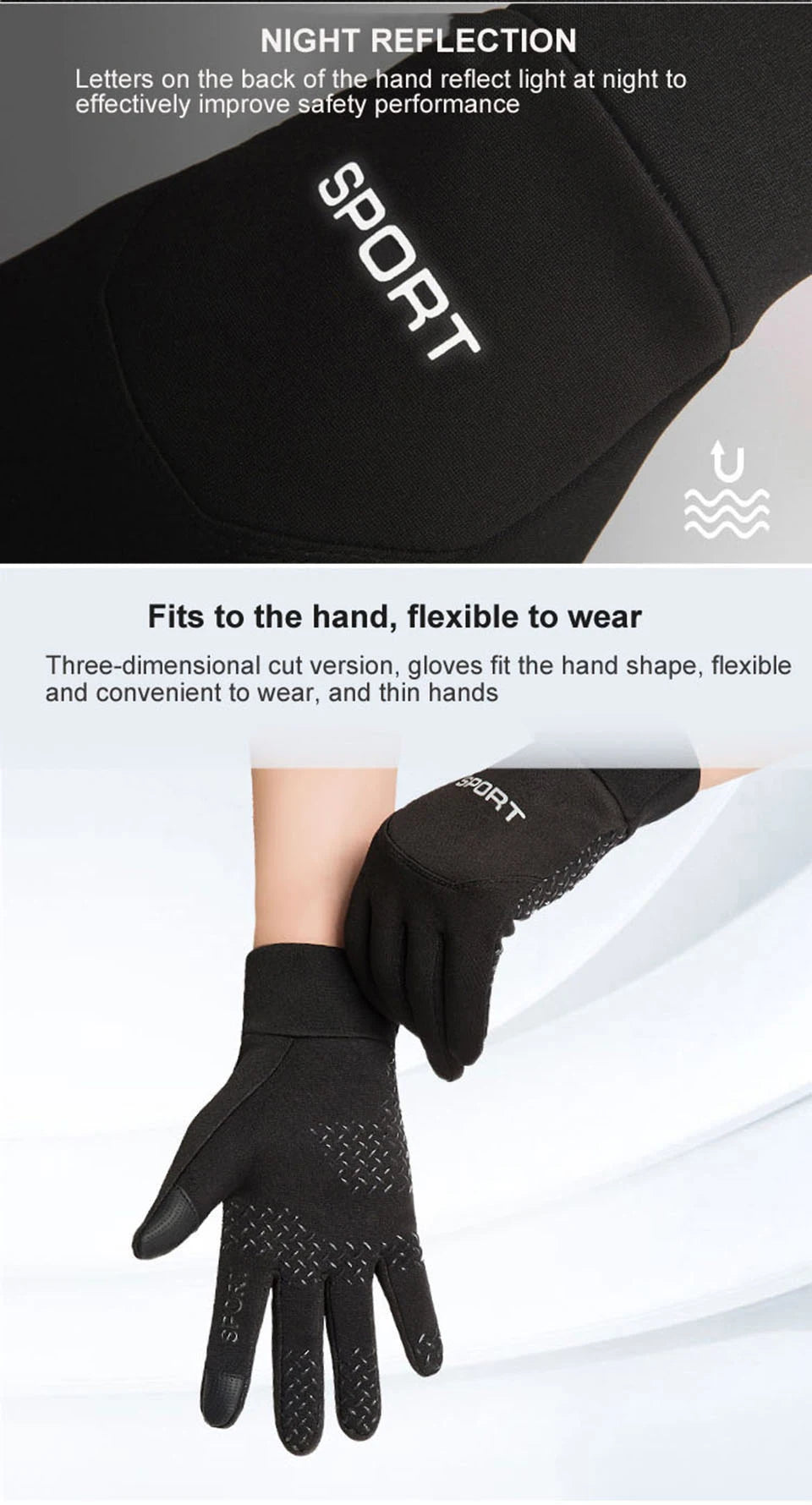LOOGDEEL Skiing Gloves Waterproof Windproof Winter Cycling Running Ski Warmth Sports Gloves Touch Screen Full Fingers Non-Slip