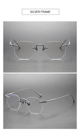 EYELUYAN Prescription Glasses 1.61 MR-8 Anti Radiation Aspheric Lens Myopia Optical Rimless Eyeglasses Pure Titanium Frame