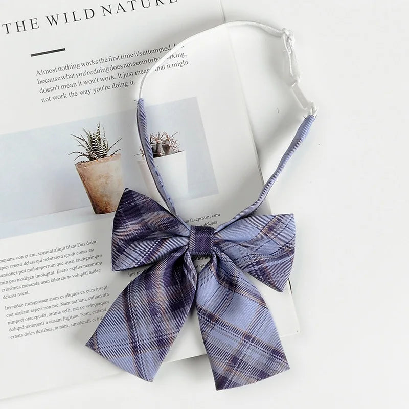 Fashion JK Bowtie Women College Student Collar Tie Cotton Plaid Bowknot Lolita Girls Adjustable Butterfly Anime Cosplay Cravat