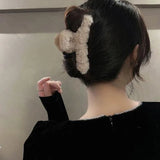 New Winter Faux Fur Hair Claw for Women Elegant Acrylic Crab Barrette Hairpin Girl-Hair Furry Headwear Hair Claw Clip