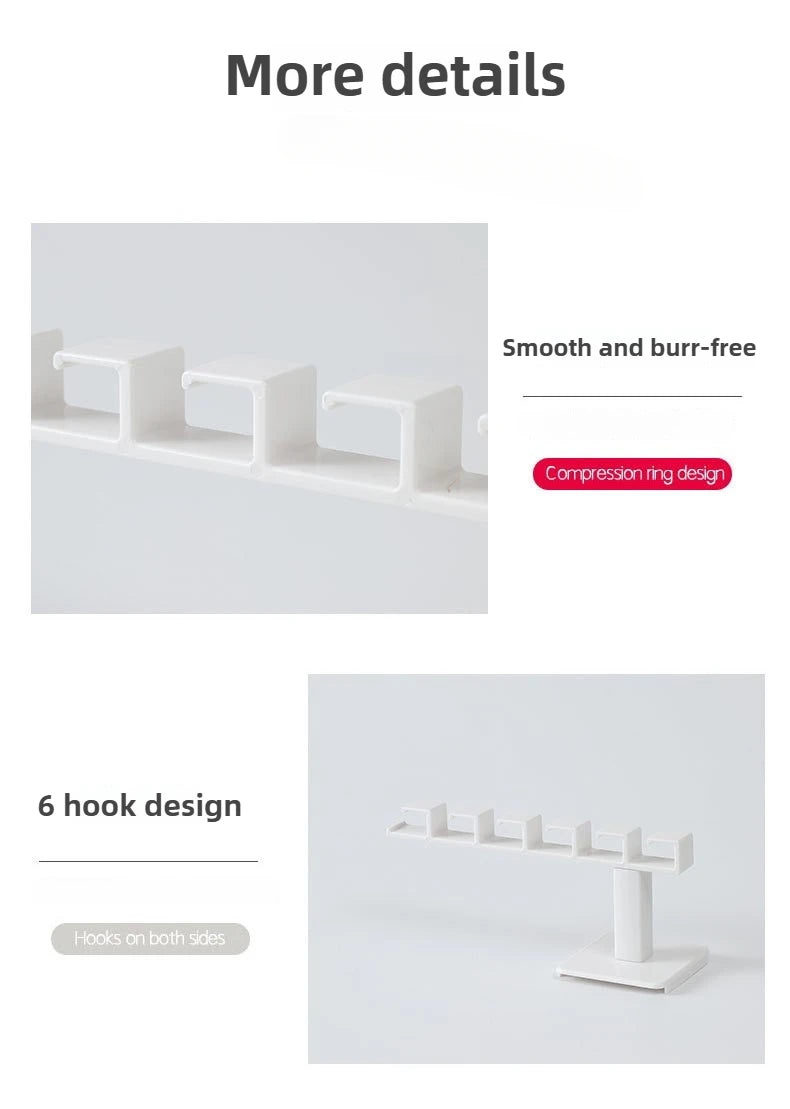 1pc wall mounted non perforated baseball cap hook, smooth and burr free, 6-hook design, multifunctional storage