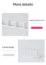 1pc wall mounted non perforated baseball cap hook, smooth and burr free, 6-hook design, multifunctional storage