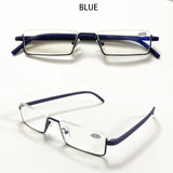 Men Women Metal Blue Light Blocking Reading Glasses with Case TR90 Half Frame HD Prescription Eyewear Presbyopia Diopter