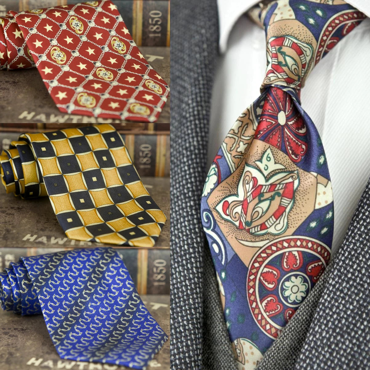 Classic Pinted Geometric Floral Paisley Checked Multicolor Mens Ties Neckties 100% Silk Printing Free Shipping Unique Handmade