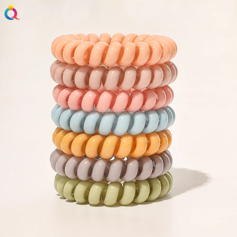 High Elasticity Telephone Coil Hairbands Women Spiral Hair Ties Girls Hair Rings Rope Solid Color Hair Accessories Gum Scrunchy