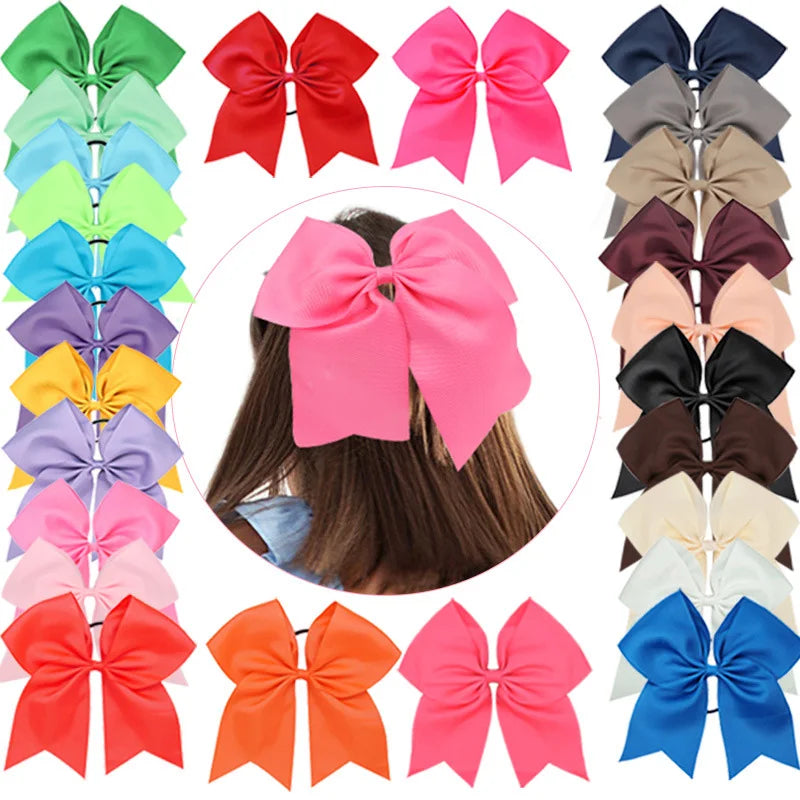 8'' Large Elastic Hair Bows Head Rope Bands Grosgrain Ribbon Hair Ties Boutique Bow Tie For Girls Headwear Hair Accessories