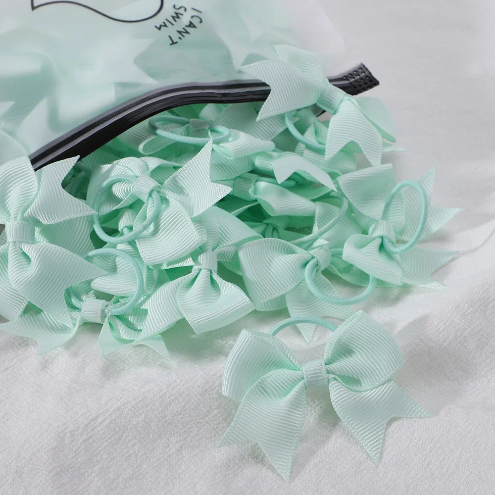 10Pcs/lot Grosgrain Ribbon Pigtail Hair Bows Elastic Hair Ties Hair Bands Holders Girls Baby Hair Accessories for Baby Infants