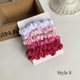 6PCS Colorful Satin Silk Hair tie Elastic Hair Bands hair elastics Women Simple Silky Satin Hair Scrunchies Set Hair Accessories