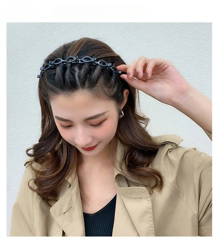 New Double Band Headbands for Women Hairstyle Fashion Non-Slip Hair Bands with Clips  Bezel Hair Hoop Hair Headwear 머리띠