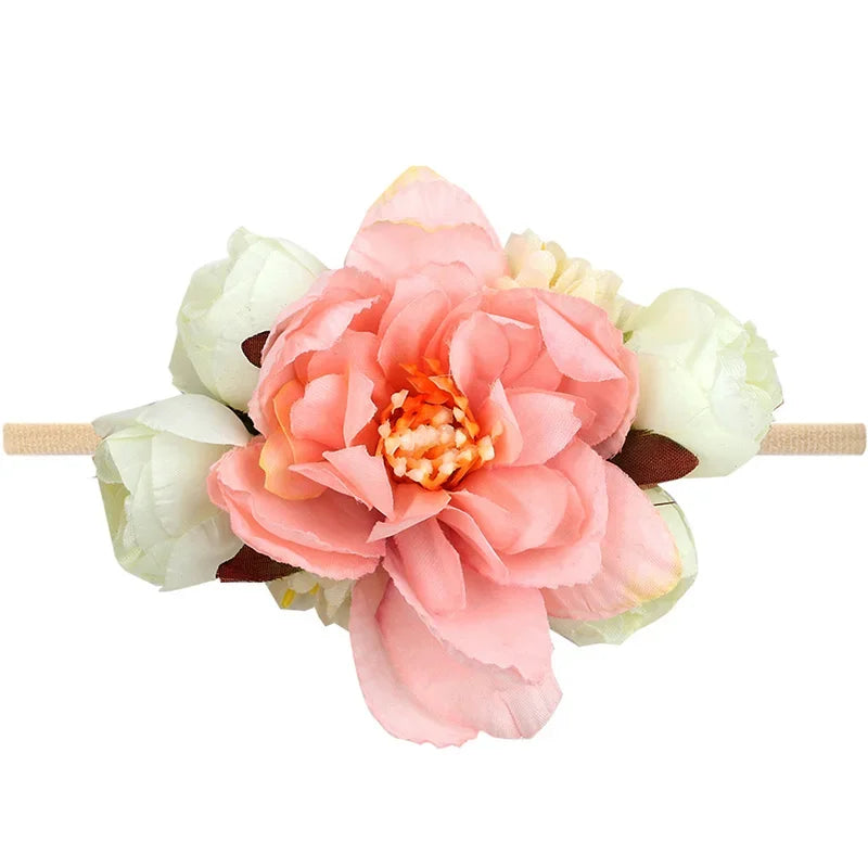 Baby Headband Flowers For Girls Cute Elastic Floral Hair Bands Newborn Toddler Headwear Nylon Headbands Kids Hair Accessories