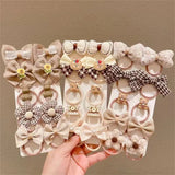 10Pcs/Set Girls Cartoon Hair Band Sweet Bow Hair Ties Elastic Rubber Band Princess Flower Scrunchies Kids Hair Accessories