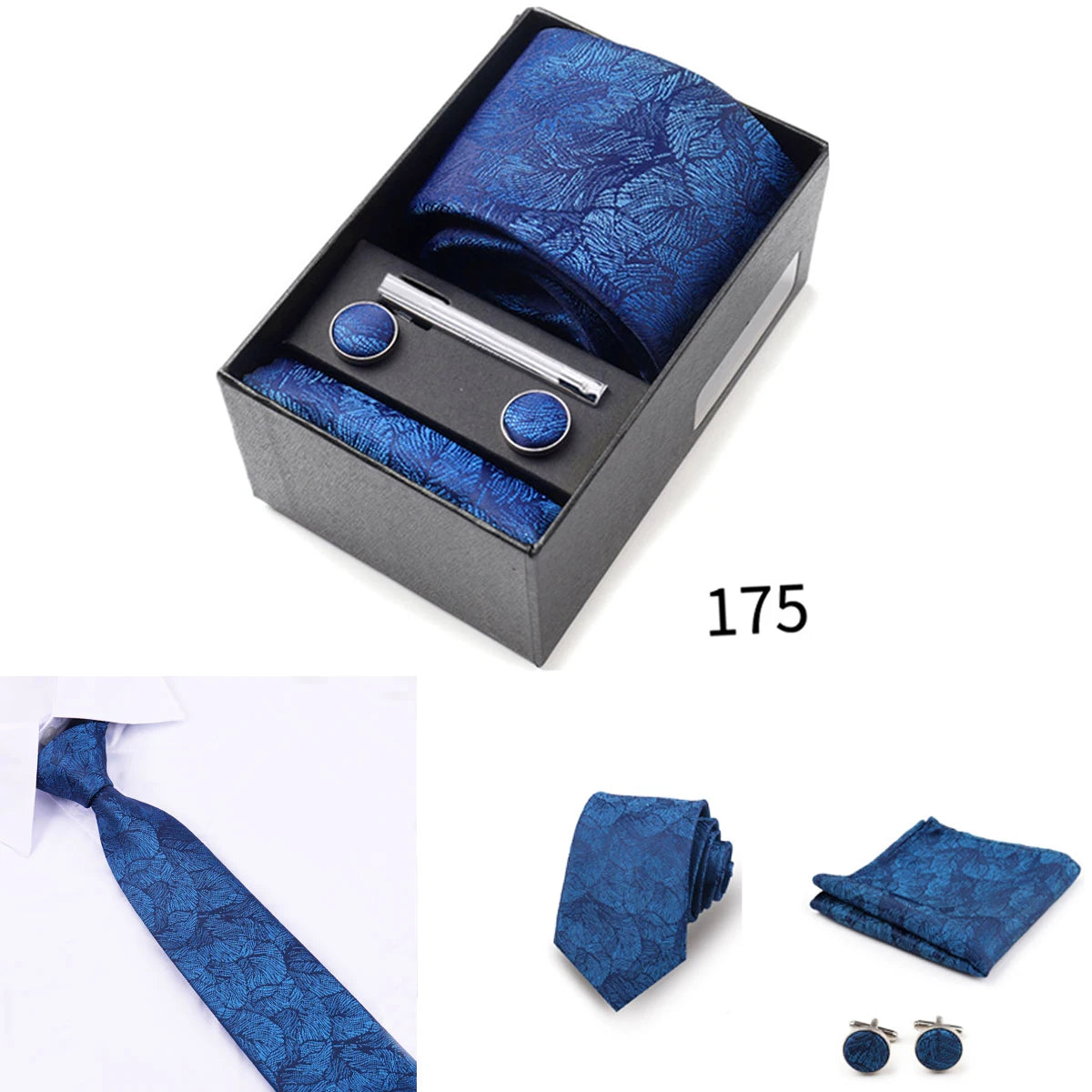 Men's Tie Gift Box With Neckties Handkerchiefs Cufflinks Tie Clips 6-Piece sets Group Business Wedding Festival Formal Ties