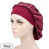 Adjust Solid Satin Bonnet Hair Styling Cap Long Hair Care Women Night Sleep Hat Silk Head Wrap Shower Cap Hair