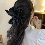Large Bow Hair Claw Clip New Trendy Solid Color Black Hair Shark Grab Clip Hair Style Tools Hair Accessories for Women Girl