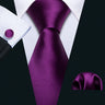 Male Gift Silk Men Tie Set Purple Violet Solid Paisley Striped Wedding Business Tie for Man Necktie Handky Cufflinks Barry.Wang