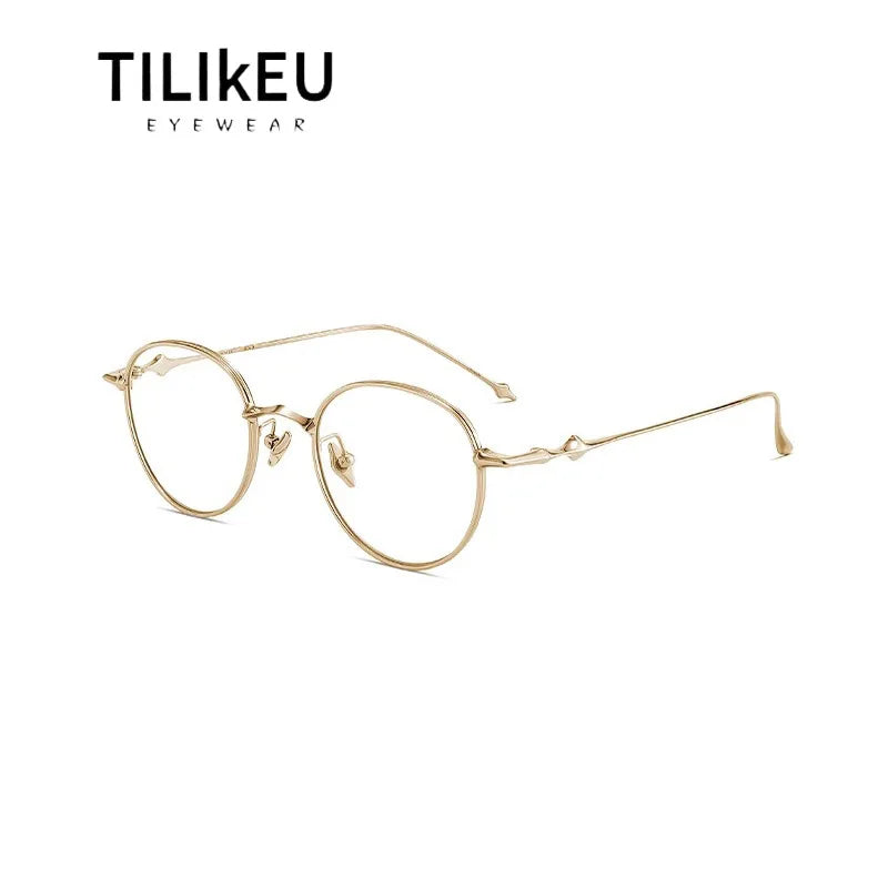 2024 Pure Titanium Frame Round Retro Fashion Men Women Eyeglasses Frame Anti-blue Light Glasses Designer Korean Glasses Frames